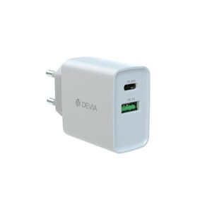 Φορτιστης Σπιτιου Devia Smart 20W Με 1 Θυρα USB A και 1 Θυρα Usb C PD Άσπρος RLC-510
