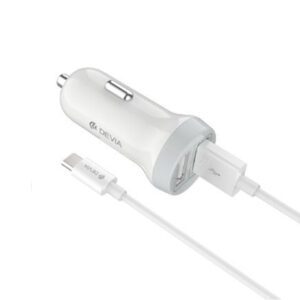 Φορτιστης Αυτοκινητου Devia Smart με 2 Θυρες Usb Α & Καλωδιο Usb C 3.1A