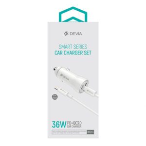 Φορτιστης Αυτοκινητου Devia Smart Με Usb A και Usb C PD και Καλωδιο Lightning 36W
