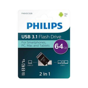 Philips 2 in 1 USB 3.1 - USB C 64GB Midnight Black
