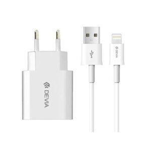 Φορτιστης Σπιτιου Devia Smart Series Με Καλωδιο Lightning 2.1A Ασπρος