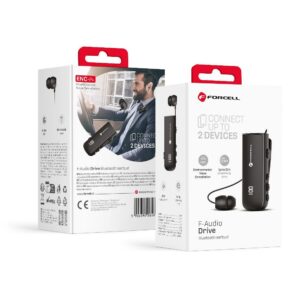 Bluetooth Ακουστικo Πετου Forcell F-Audio Multipoint Με Καλωδιο Περιελιξης, ANC, Δονηση Και Οθονη Μαυρο