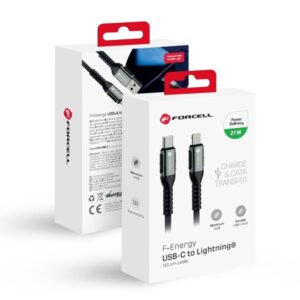 Καλωδιο Φορτισης & Data Forcell Braided Usb C Σε Lightning PD 3A 27W 1,2m Μαυρο