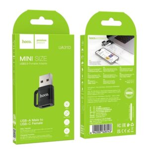 Ανταπτορας Hoco OTG Usb A (male) Σε Usb C (female) 3A UA31D Μαυρος