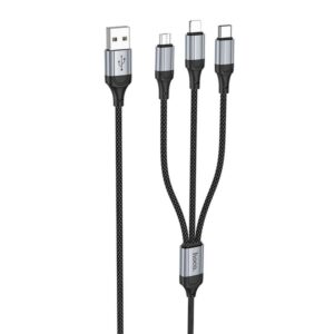 Καλωδιο Φορτισης Hoco X102 3 Σε 1 Usb A Σε Lightning / Micro Usb / Usb C 1m Μαυρο