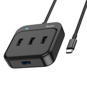 Hub Hoco HB31 4 Σε 1 Απο Usb C Σε 1 x Usb A 3.0 & 3 x Usb A 2.0 Μαυρο