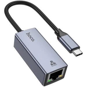 Ανταπτορας Hoco UA37 Usb C Σε RJ45 10/100/1000Mbps 12cm Γκρι