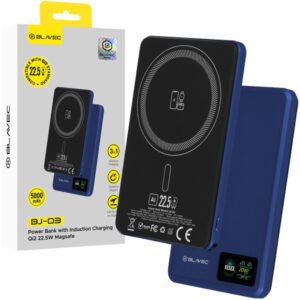 Power Bank Ασυρματης Φορτισης Blavec BJ-03 Ultra Slim 7,8mm Usb C 22.5W Με Magsafe 3 Σε 1 5000mAh Μπλε