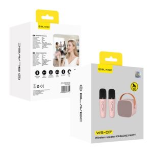 Ηχειο Bluetooth Blavec WS-07 Karaoke Party 5W Με 2 Μικροφωνα Ροζ (Bluetooth, TF card, AUX)