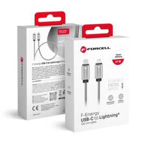 Καλωδιο Φορτισης & Data Forcell Metal C238 Usb C Σε Lightning PD 3A 27W 1m Ασημι