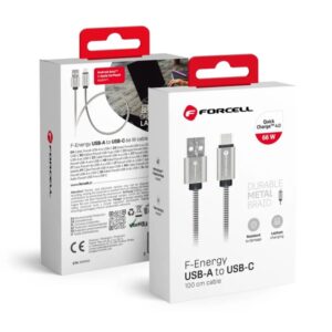 Καλωδιο Φορτισης & Data Forcell Metal C234 Usb A Σε Usb C QC4.0 3A 66W 1m Ασημι